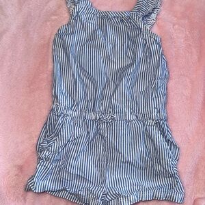Carter's Blue and White Striped Girls Romper with Ruffle Straps